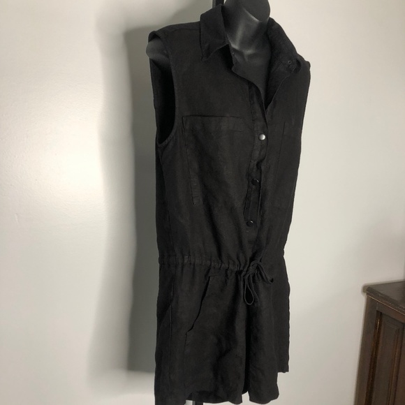 NWT Enza Costa Black 100% Hemp Sleeveless Romper Medium - Picture 3 of 8